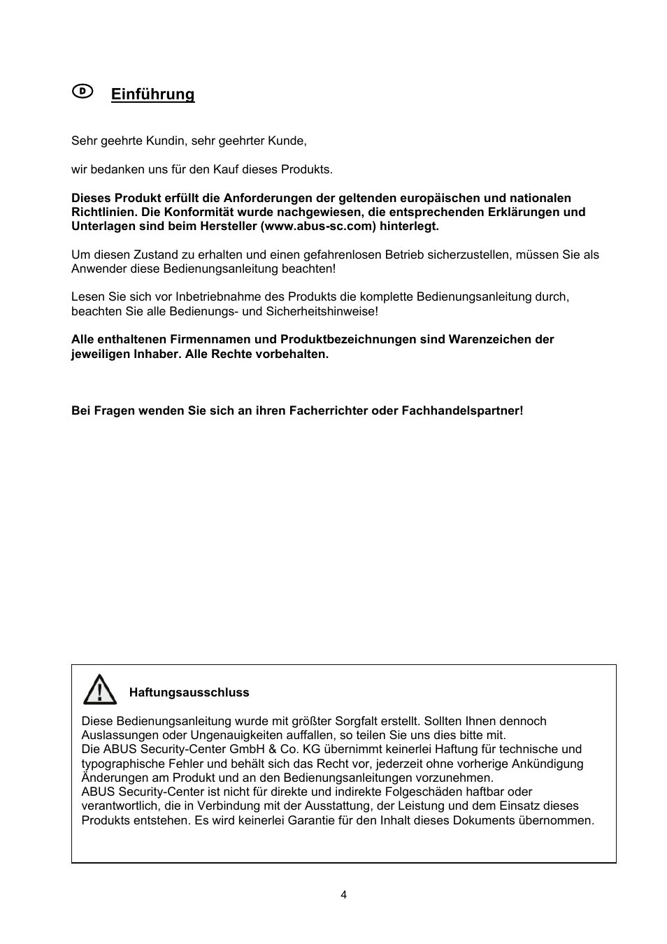 ABUS TVHD60010 User Manual | Page 4 / 111