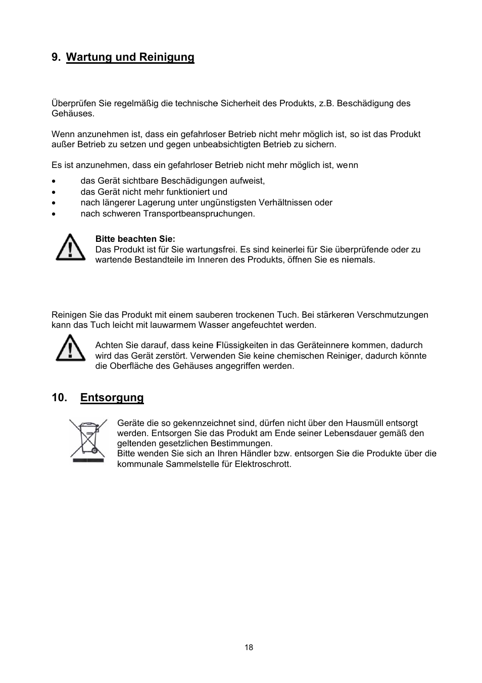 Rtung und, Entsorgu, D reinig | ABUS TVHD51000 User Manual | Page 18 / 105