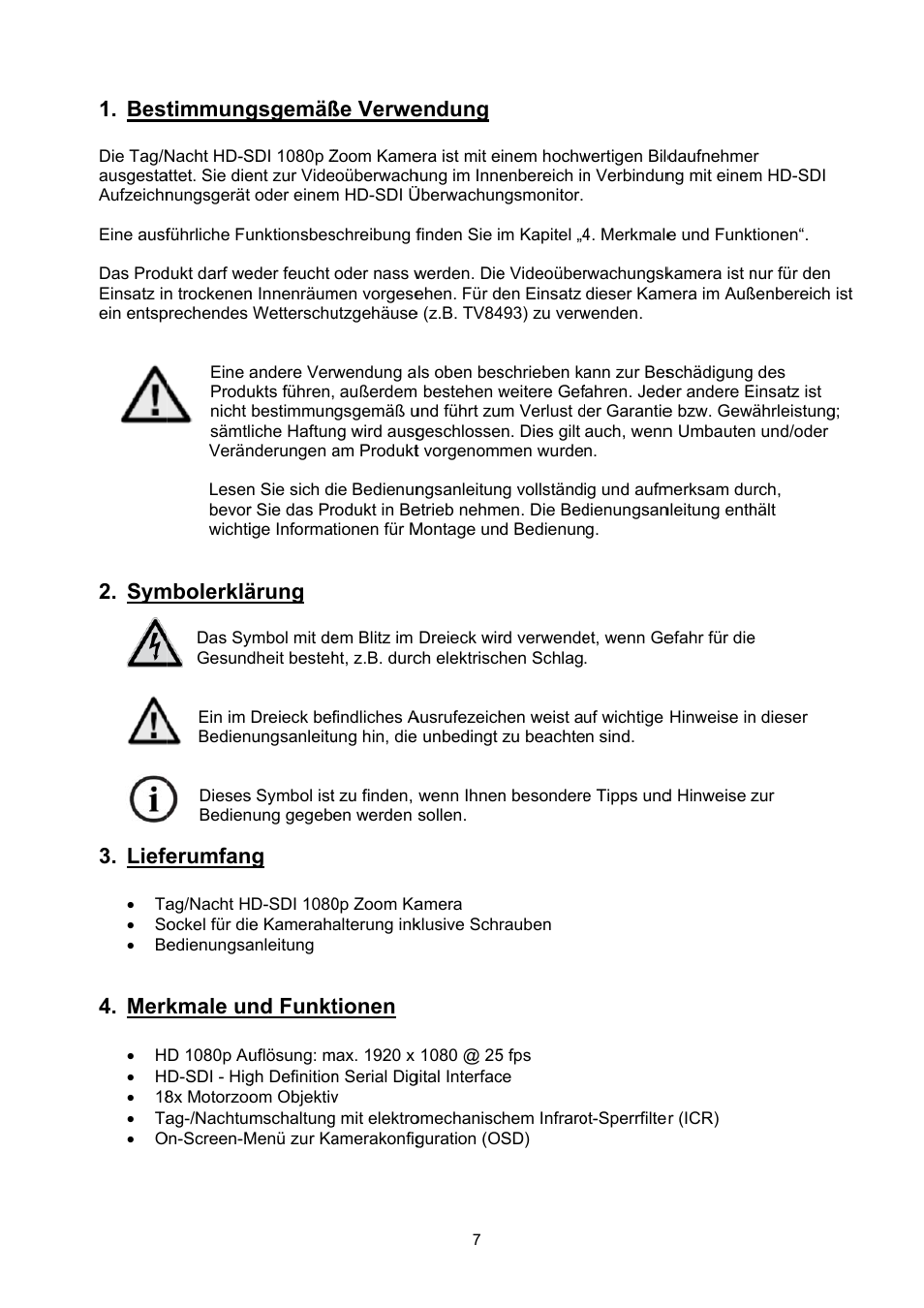 Best, Liefe, Timmung | Mbolerklä, Erumfan, Kmale un, Gsgemäß, Ärung, Nd funkt, SSe verwe | ABUS TVHD51000 User Manual | Page 7 / 105