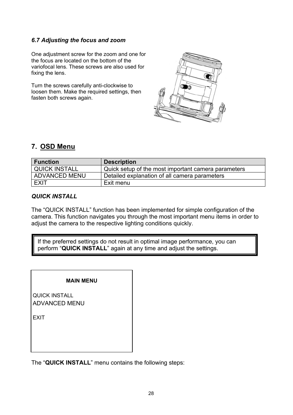 Osd menu | ABUS TVHD71000 User Manual | Page 28 / 106