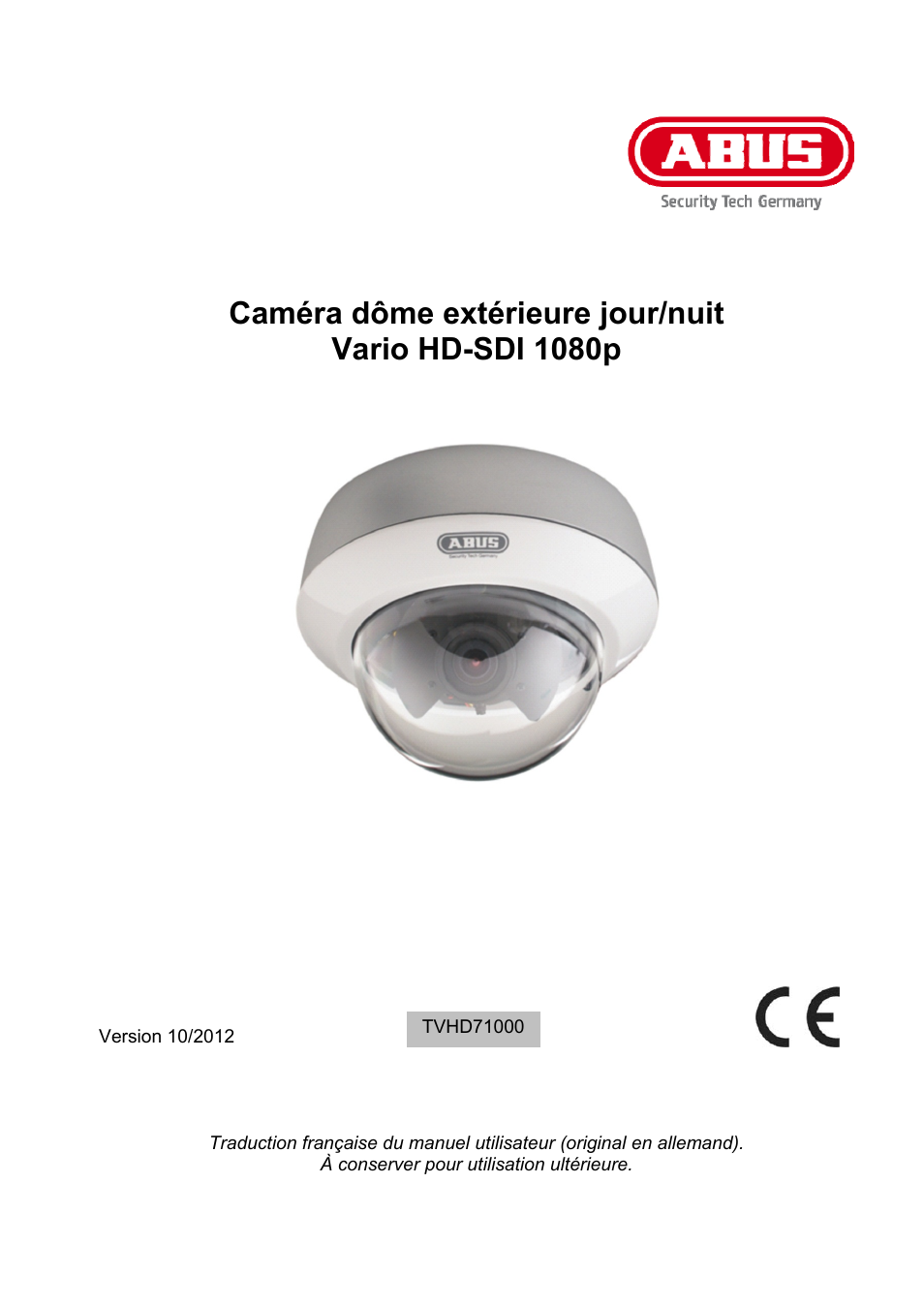 Caméra dôme extérieure jour/nuit, Vario hd-sdi 1080p | ABUS TVHD71000 User Manual | Page 37 / 106
