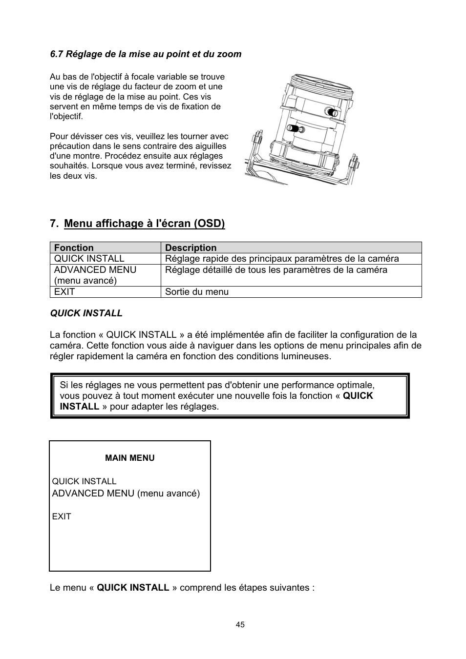 Menu affichage à l'écran (osd) | ABUS TVHD71000 User Manual | Page 45 / 106