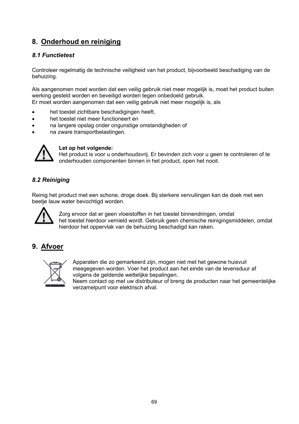 Onderhoud en reiniging, Afvoer | ABUS TVHD71000 User Manual | Page 69 / 106