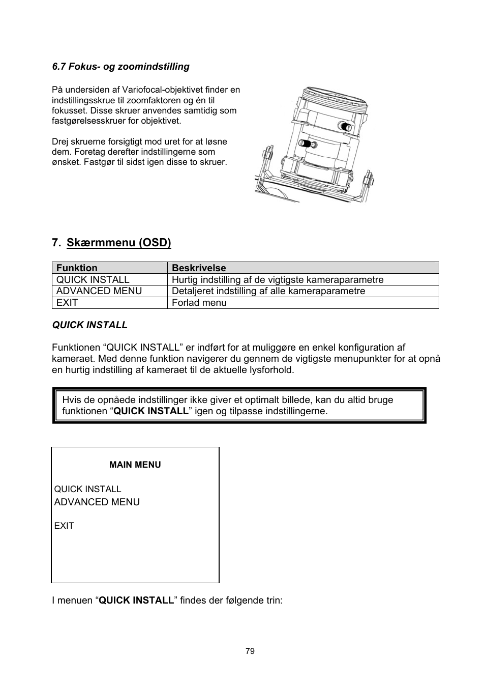Skærmmenu (osd) | ABUS TVHD71000 User Manual | Page 79 / 106