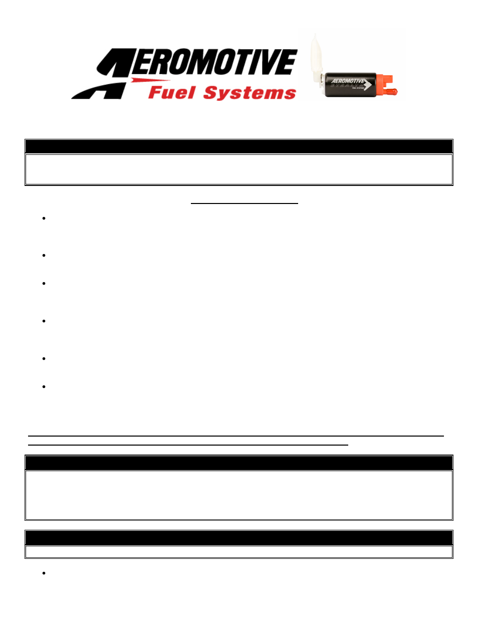 Aeromotive 11140 - 340 STEALTH FUEL PUMP CENTER INLET User Manual | 4 pages