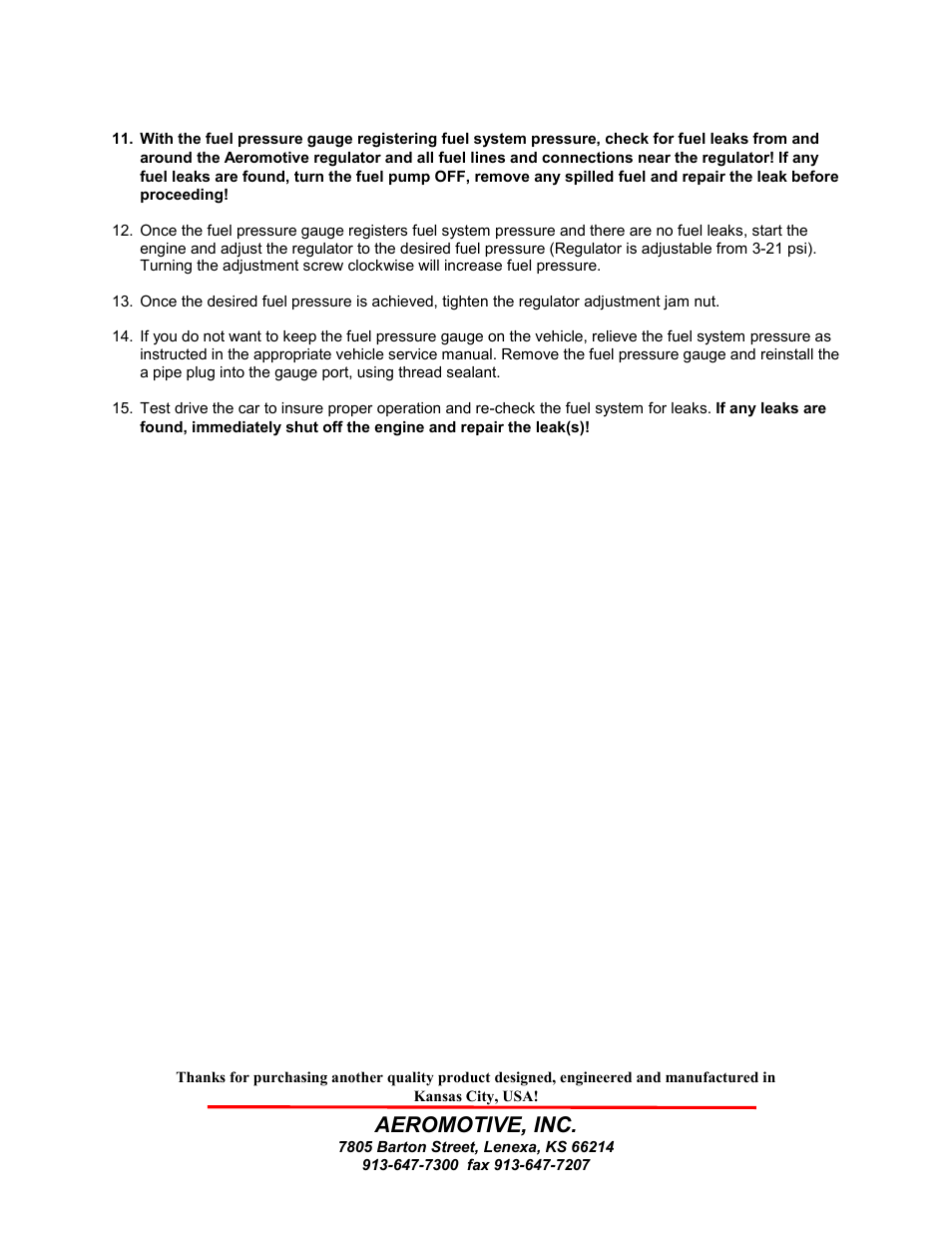 Aeromotive, inc | Aeromotive 13212 - A2000, 2-PORT BYPASS REGULATOR User Manual | Page 3 / 4