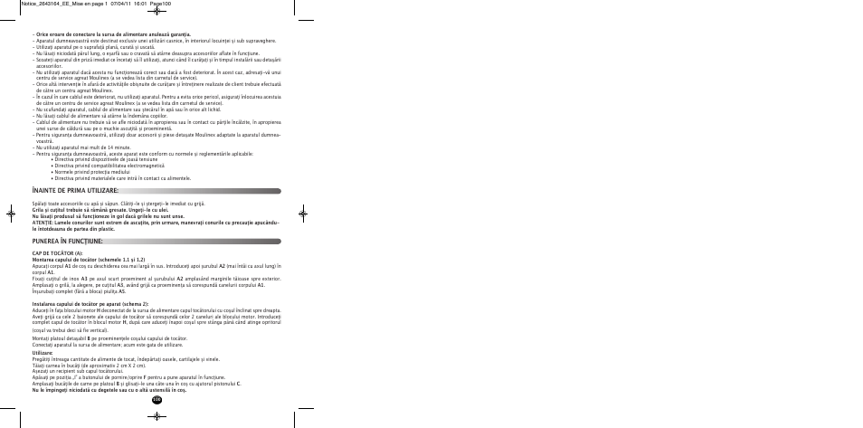 Înainte de prima utilizare: punerea în funcţiune | Moulinex HV8 ME645 User Manual | Page 103 / 120