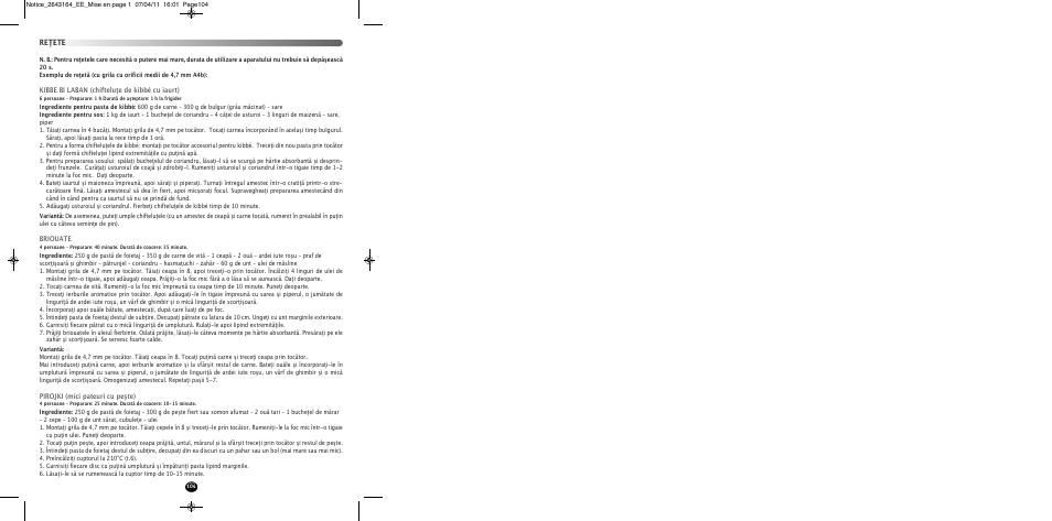 Reţete | Moulinex HV8 ME645 User Manual | Page 107 / 120