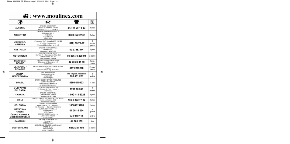 Moulinex HV8 ME645 User Manual | Page 117 / 120