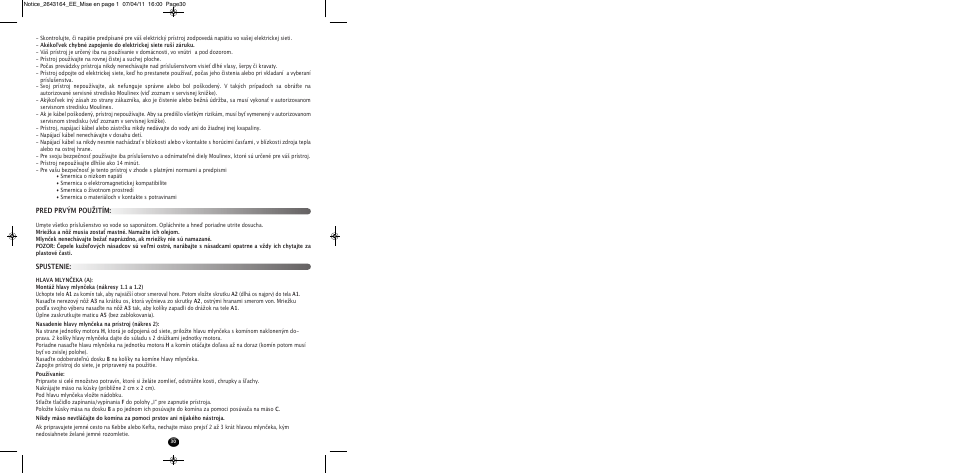 Pred prvým použitím: spustenie | Moulinex HV8 ME645 User Manual | Page 33 / 120