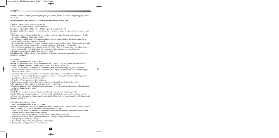 Recepty | Moulinex HV8 ME645 User Manual | Page 37 / 120