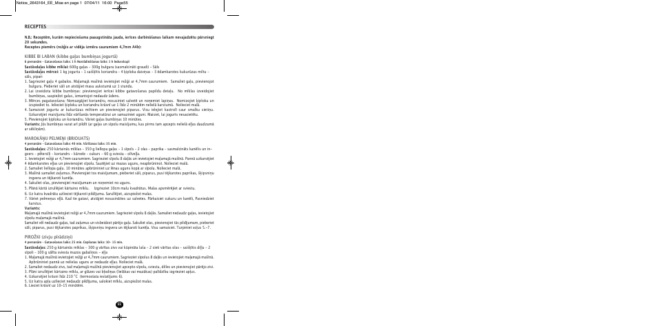 Receptes | Moulinex HV8 ME645 User Manual | Page 58 / 120