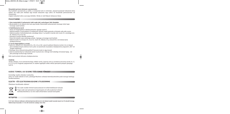 Moulinex HV8 ME645 User Manual | Page 71 / 120