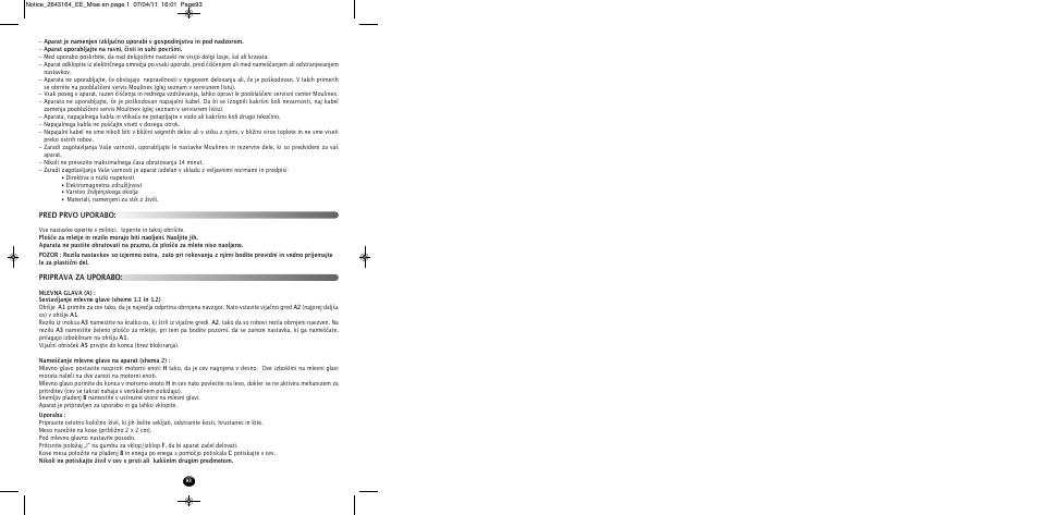 Pred prvo uporabo: priprava za uporabo | Moulinex HV8 ME645 User Manual | Page 96 / 120