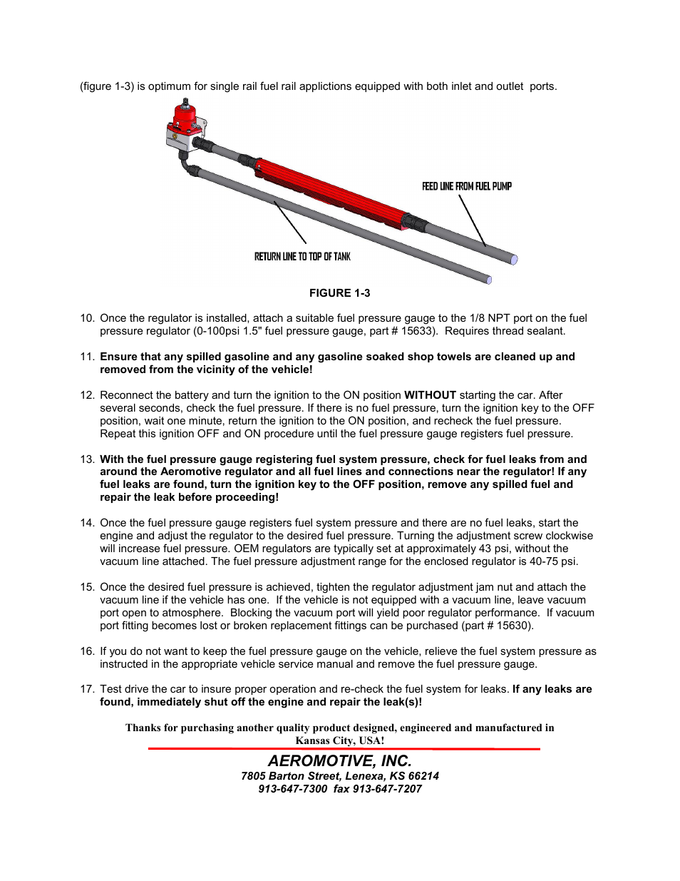 Aeromotive, inc | Aeromotive 13159 - MARINE A1000 INJECTED BYPASS REGULATOR User Manual | Page 4 / 5