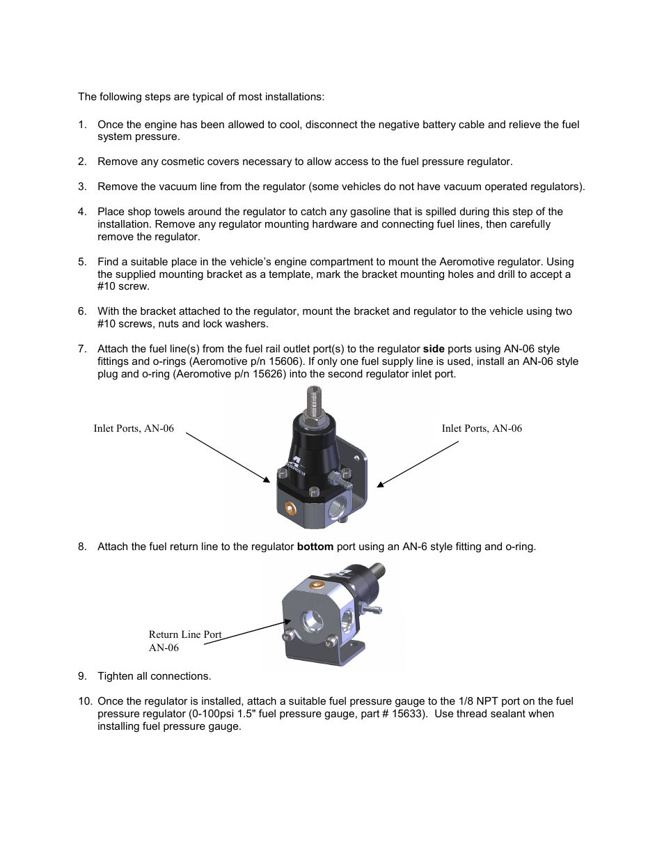 Aeromotive 13129 - EFI BYPASS REGULATOR User Manual | Page 2 / 4