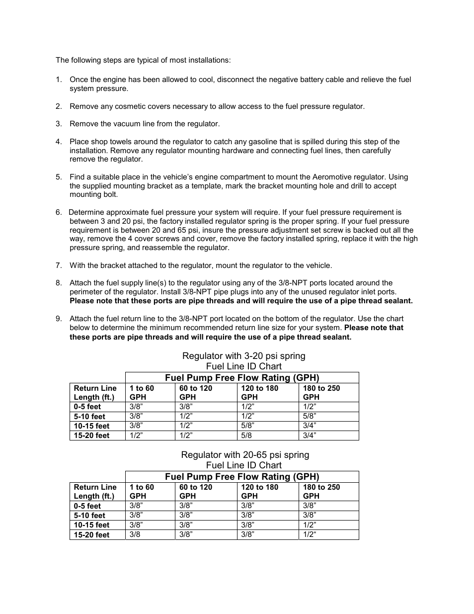 Aeromotive 13351 - PLATINUM SERIES UNIVERSAL BYPASS REGULATOR User Manual | Page 2 / 4