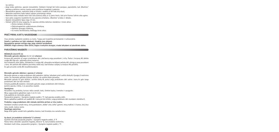 Prieš pirmą kartą naudodami paruošimas naudoti | Moulinex HV 8 ME610 User Manual | Page 46 / 102