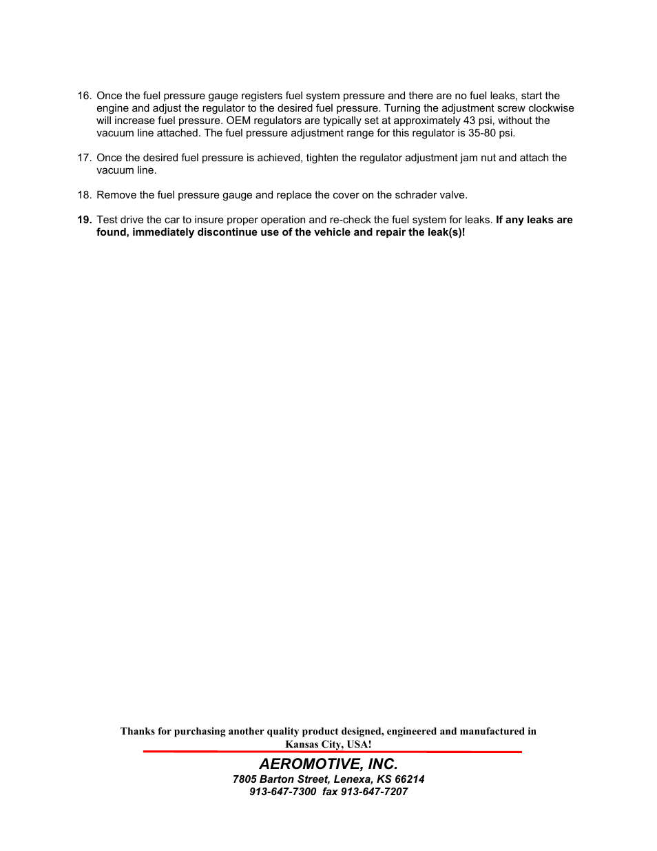 Aeromotive, inc | Aeromotive 13107 - GM LT-1 REGULATOR User Manual | Page 4 / 5