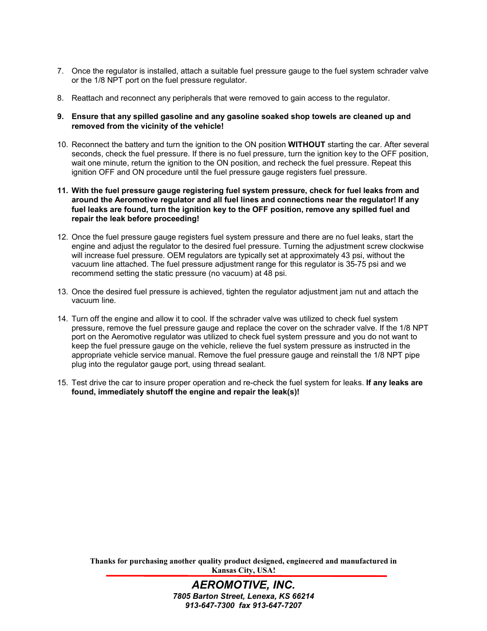 Aeromotive, inc | Aeromotive 13102 - FORD RAIL MOUNT REGULATOR User Manual | Page 2 / 3
