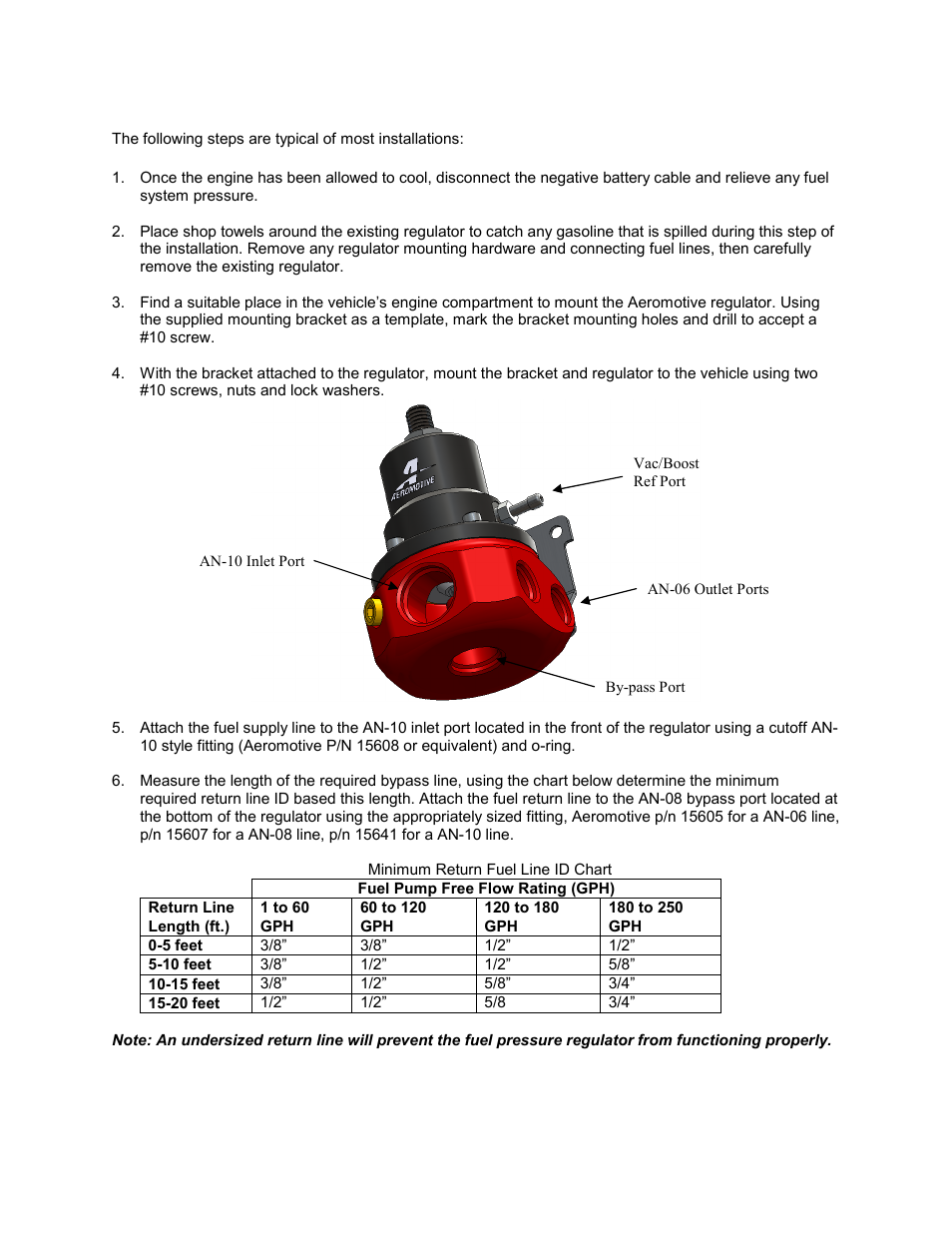 Aeromotive 13224 - A1000, 4-PORT CARBURETED BYPASS REGULATOR User Manual | Page 2 / 4