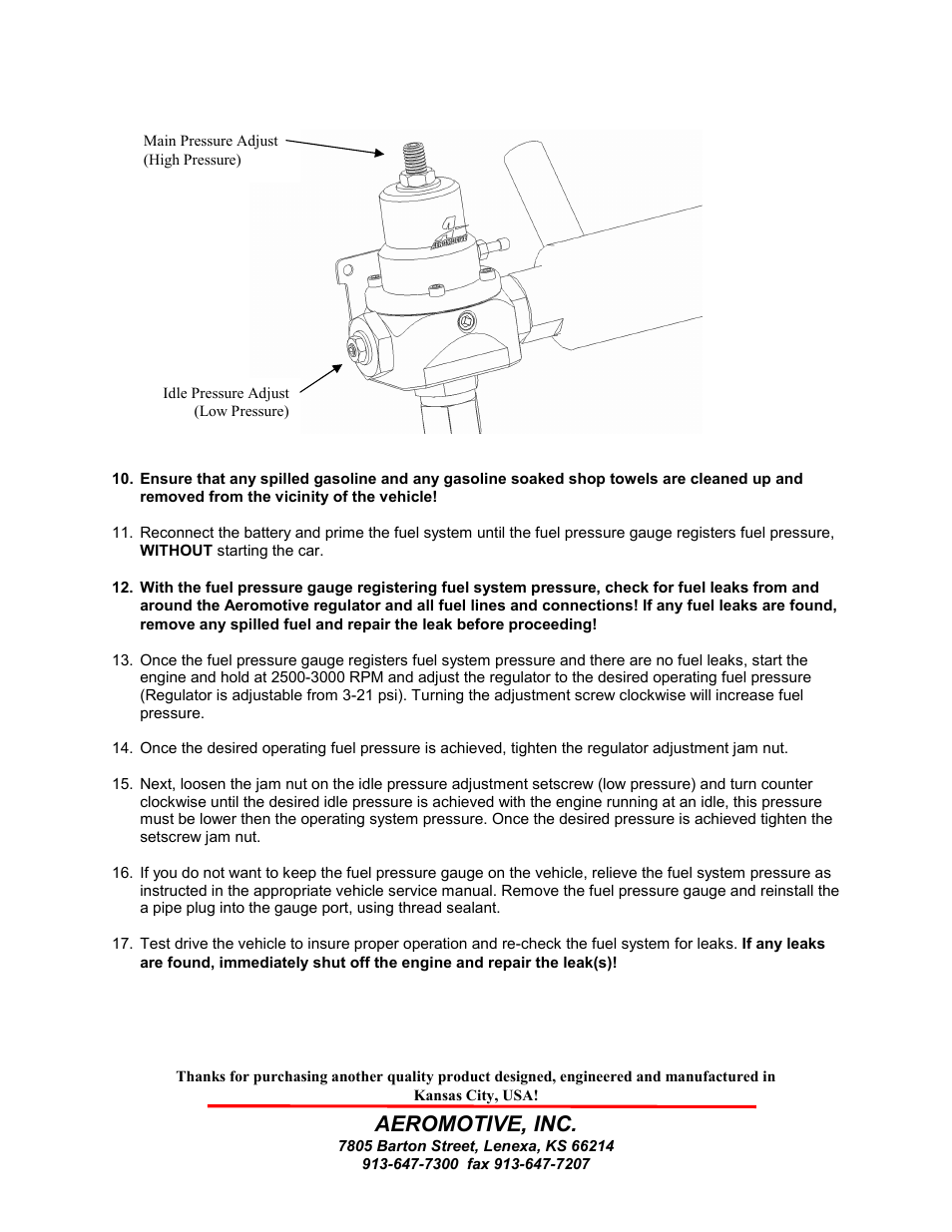 Aeromotive, inc | Aeromotive 13214 - DOUBLE-ADJUSTABLE BYPASS, 2-PORT REGULATOR User Manual | Page 3 / 4