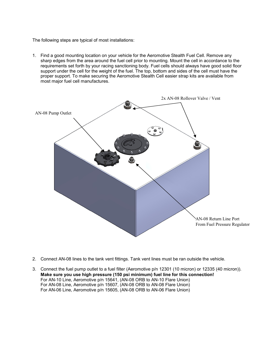 Aeromotive 18664 - 15G 340 STEALTH FUEL CELL User Manual | Page 2 / 5