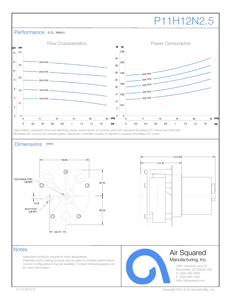 Air squared | Air Squared P11H12N2.5 User Manual | Page 2 / 2