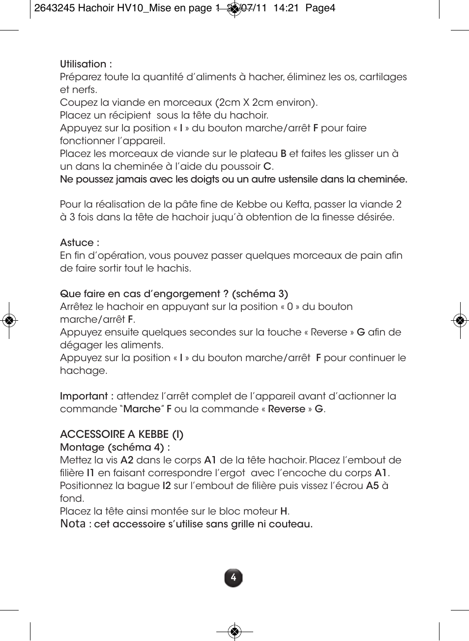 Nota | Moulinex HV10 ME850 User Manual | Page 10 / 118