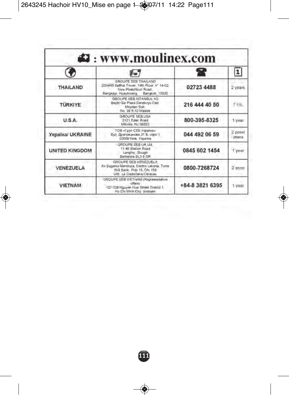 Moulinex HV10 ME850 User Manual | Page 117 / 118
