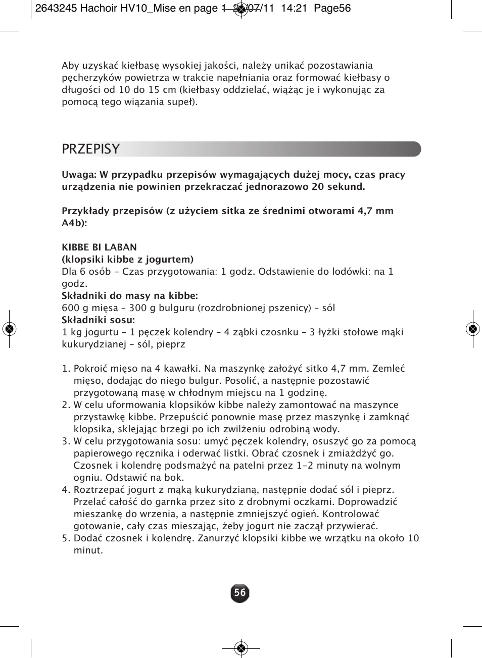 Przepisy | Moulinex HV10 ME850 User Manual | Page 62 / 118