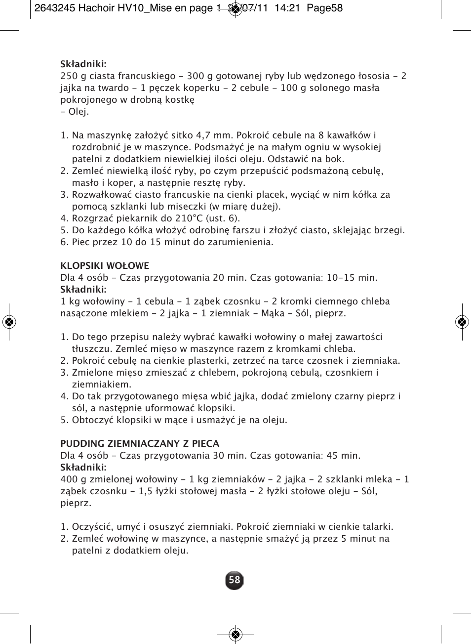 Moulinex HV10 ME850 User Manual | Page 64 / 118
