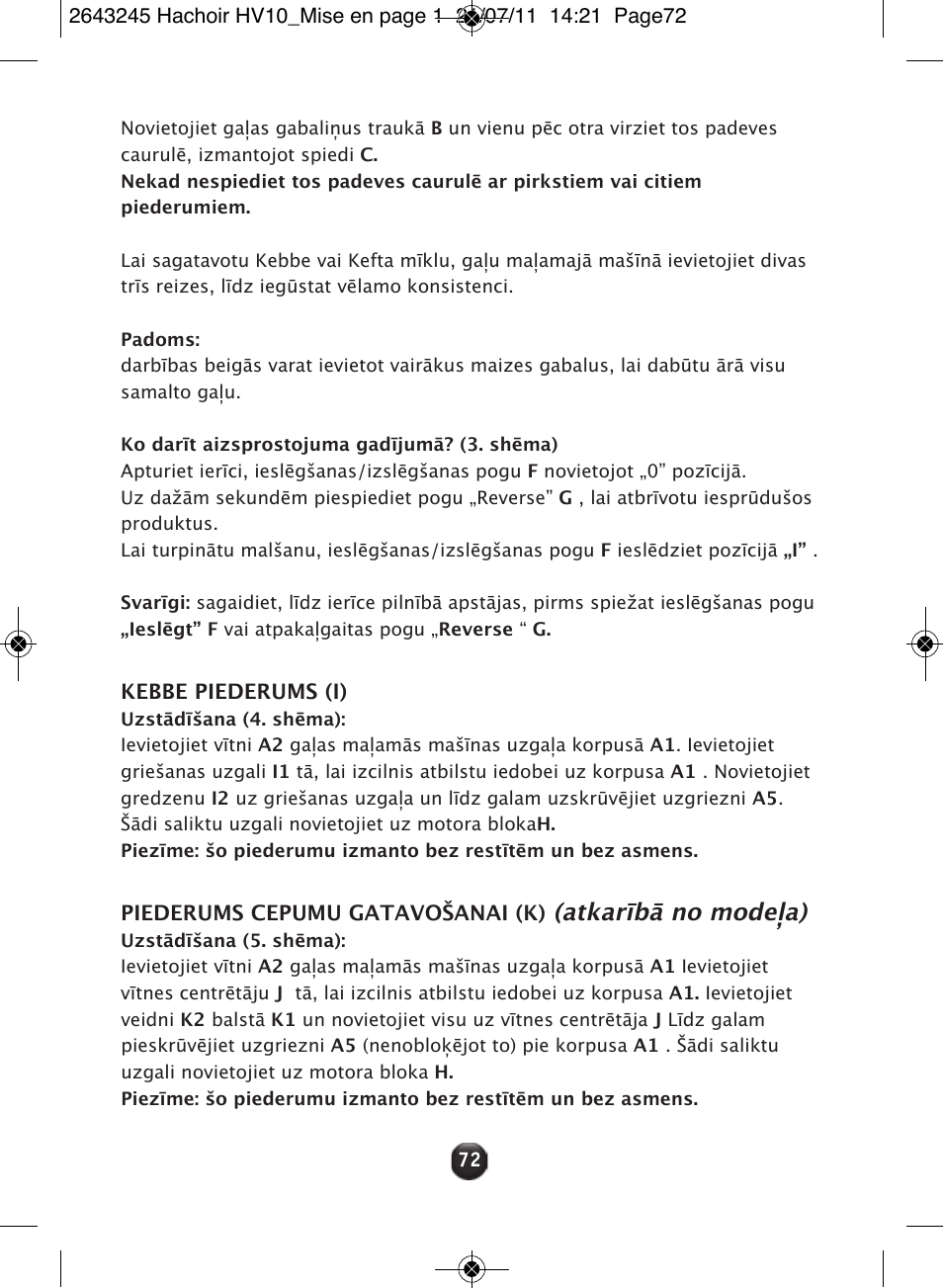 Atkarībā no modeļa) | Moulinex HV10 ME850 User Manual | Page 78 / 118