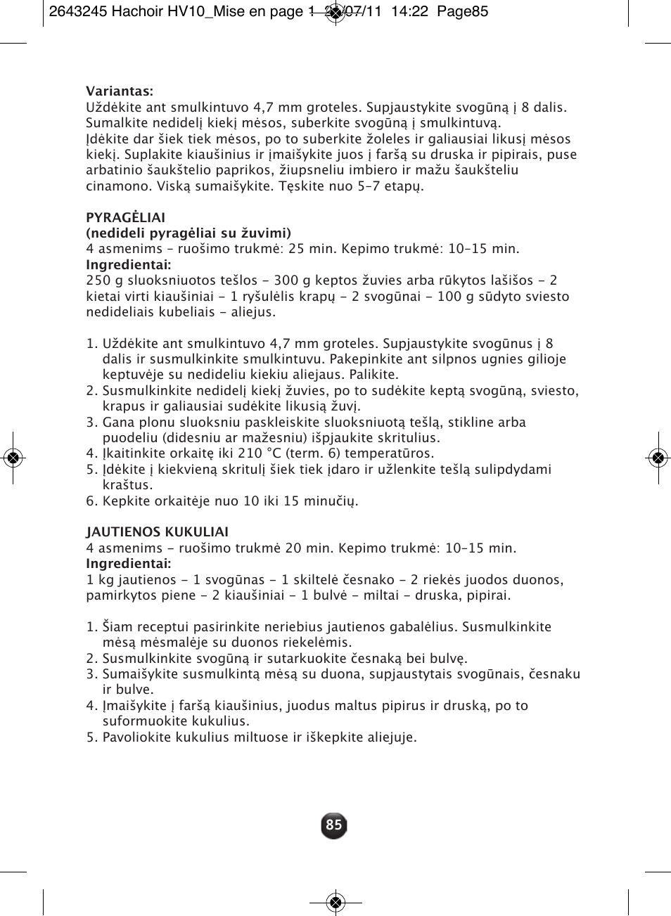 Moulinex HV10 ME850 User Manual | Page 91 / 118