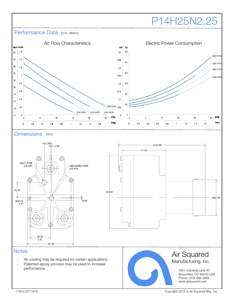 Air squared | Air Squared P14H25N2.25 User Manual | Page 2 / 2