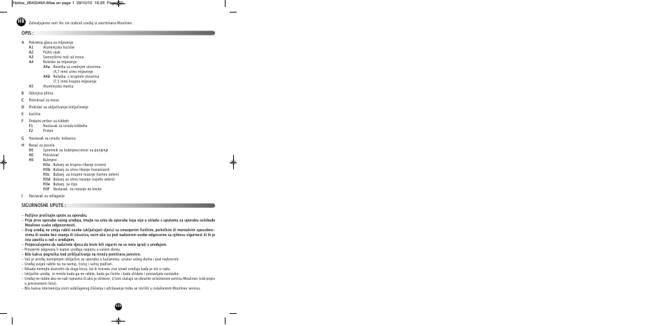 Sigurnosne upute : opis | Moulinex HV 4 ME41513E User Manual | Page 104 / 134