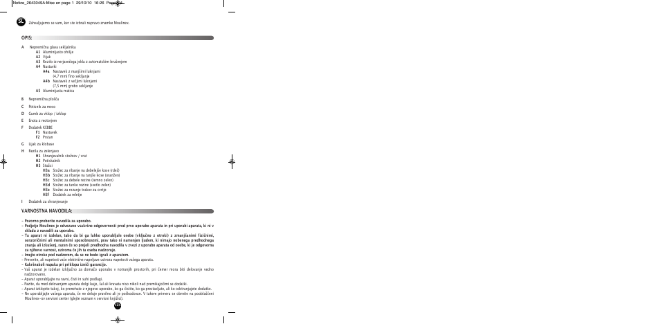 Varnostna navodila: opis | Moulinex HV 4 ME41513E User Manual | Page 128 / 134
