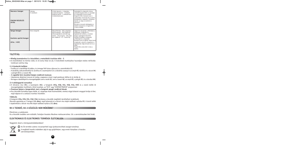 Tisztítás | Moulinex HV 4 ME41513E User Manual | Page 67 / 134