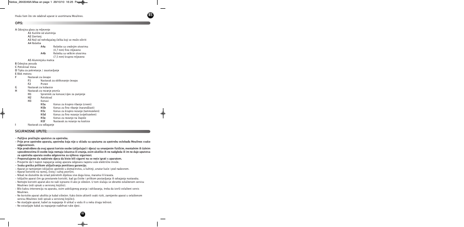 Sigurnosne upute: opis | Moulinex HV 4 ME41513E User Manual | Page 87 / 134
