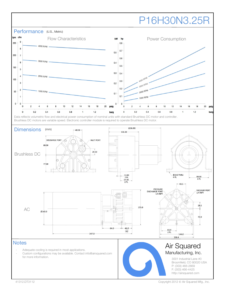 Air squared | Air Squared P16H30N3.25R User Manual | Page 2 / 2