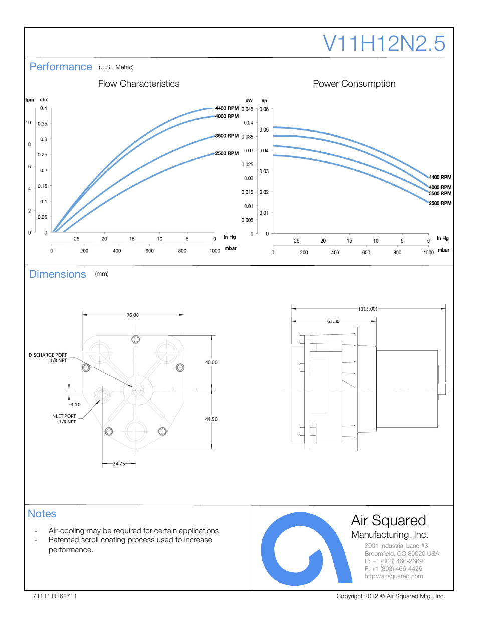 Air squared | Air Squared V11H12N2.5 User Manual | Page 2 / 2