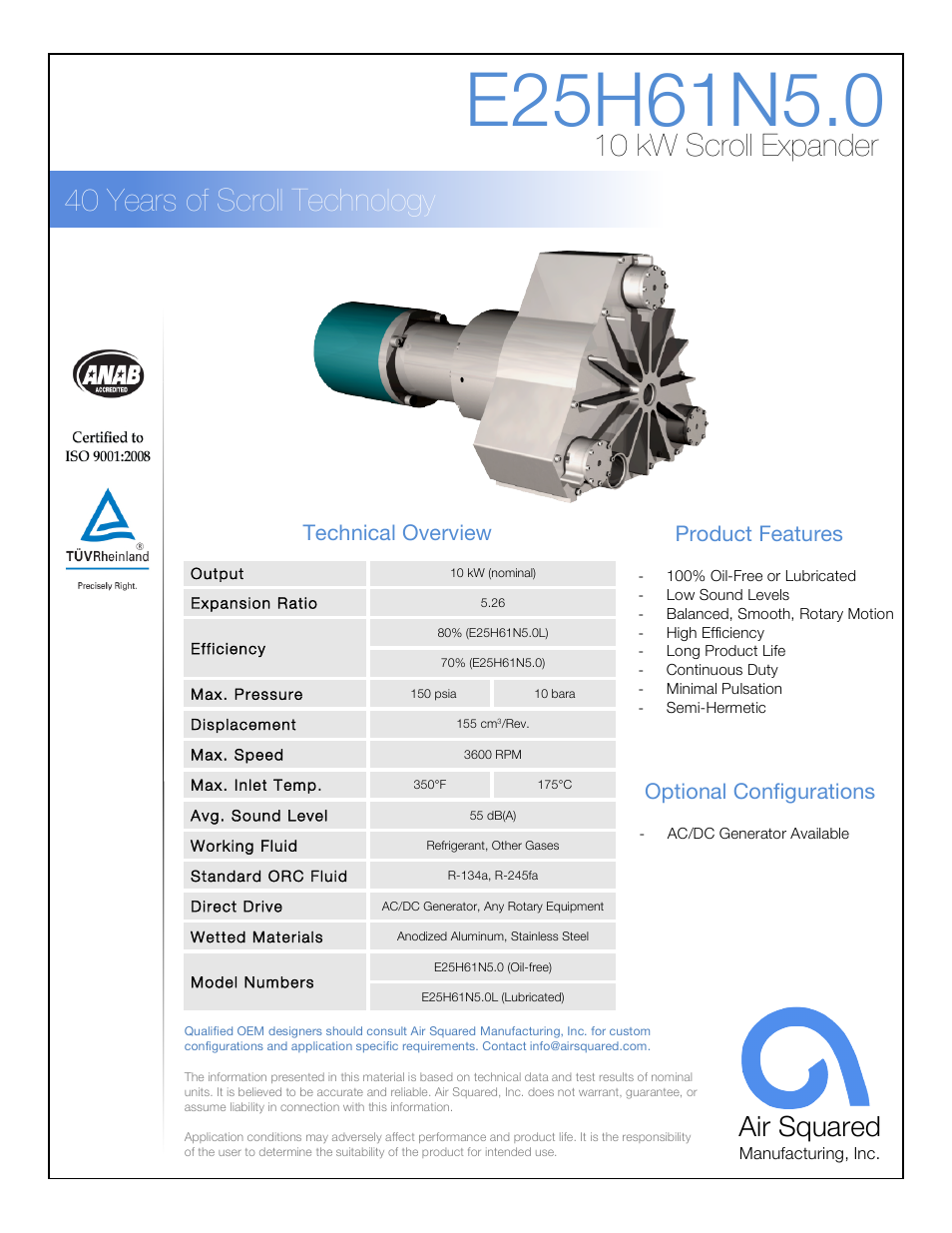 Air Squared E25H61N5.0 User Manual | 2 pages