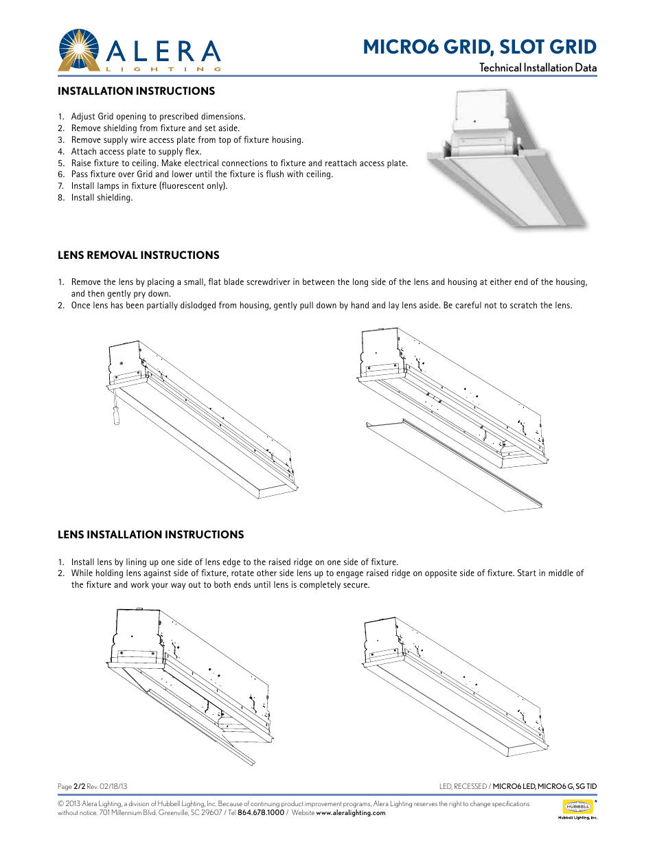 Micro6 grid, slot grid | Alera Lighting LM6R G SG User Manual | Page 2 / 2