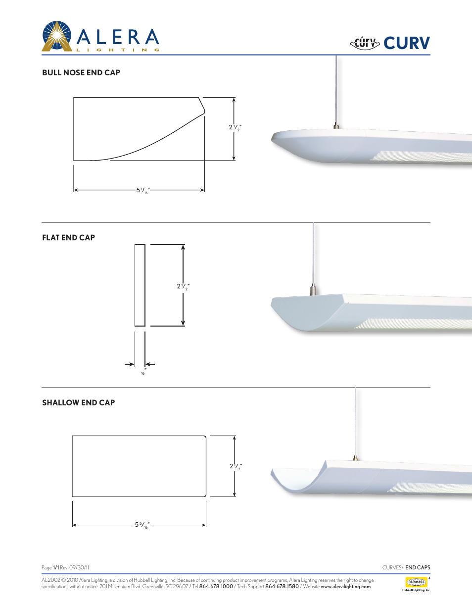 Alera Lighting Curv End Cap Flyer User Manual | 1 page