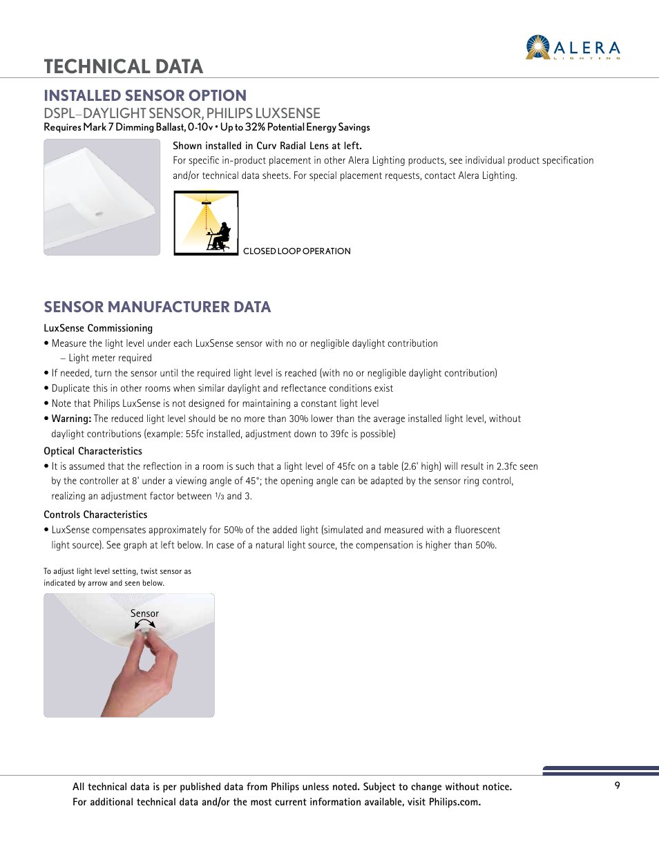 Alera Lighting Phillips LuxSense User Manual | 1 page