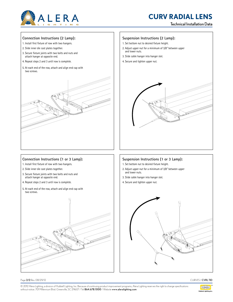 Curv radial lens, Technical installation data | Alera Lighting CVRL User Manual | Page 2 / 2