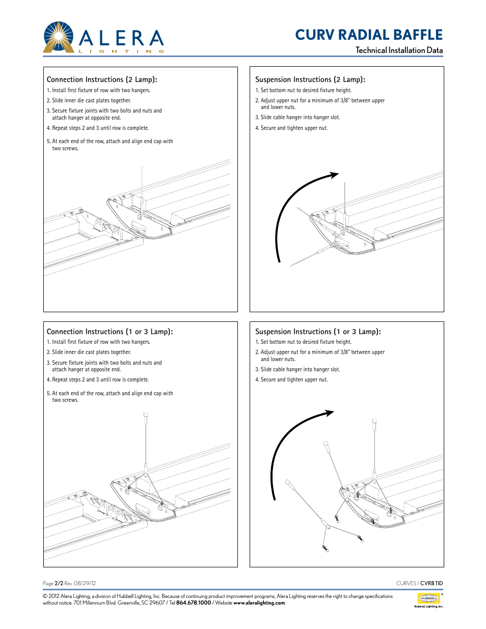 Curv radial baffle, Technical installation data | Alera Lighting CVRB User Manual | Page 2 / 2