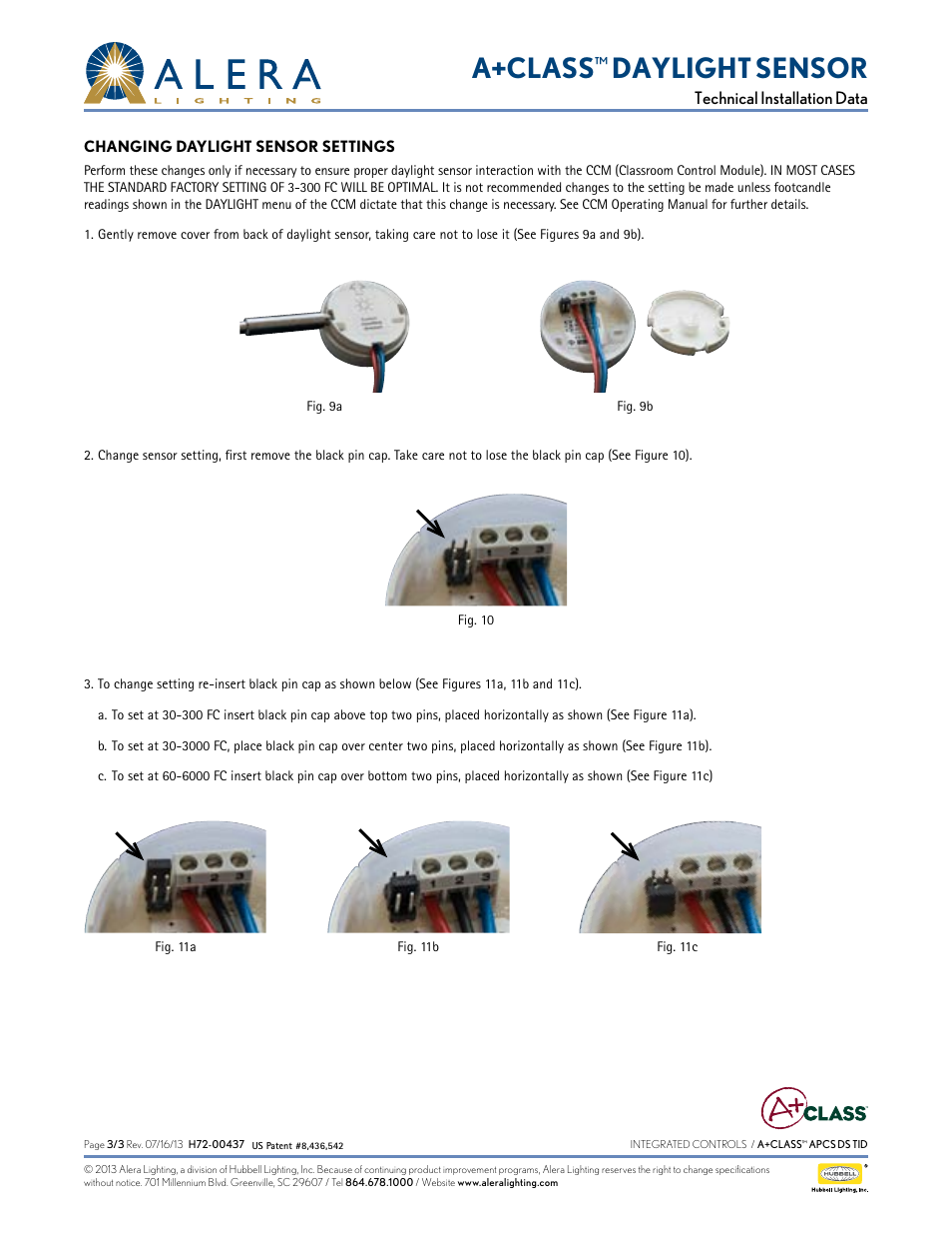 A+class, Daylight sensor | Alera Lighting APCS DS User Manual | Page 3 / 3