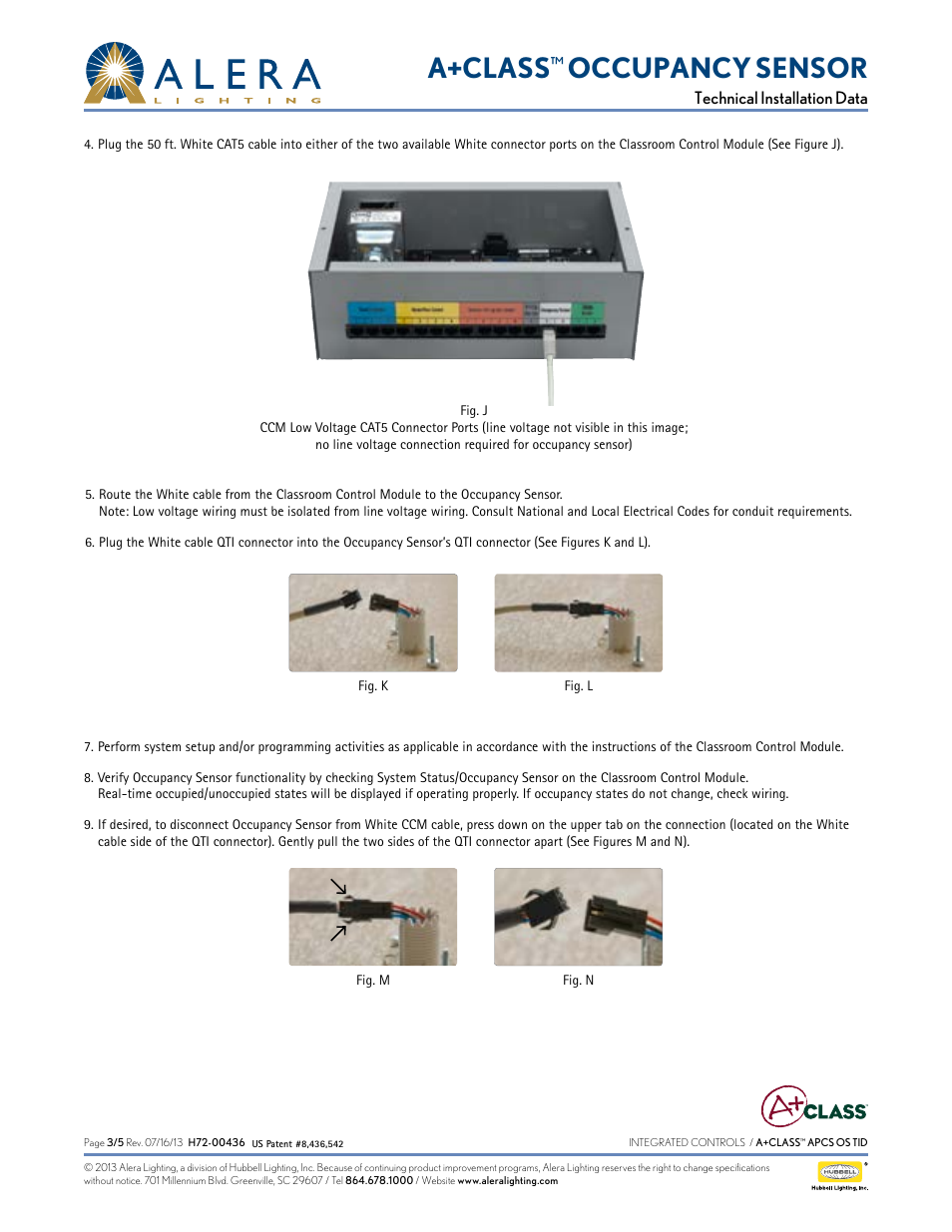 A+class, Occupancy sensor | Alera Lighting APCS OS User Manual | Page 3 / 5