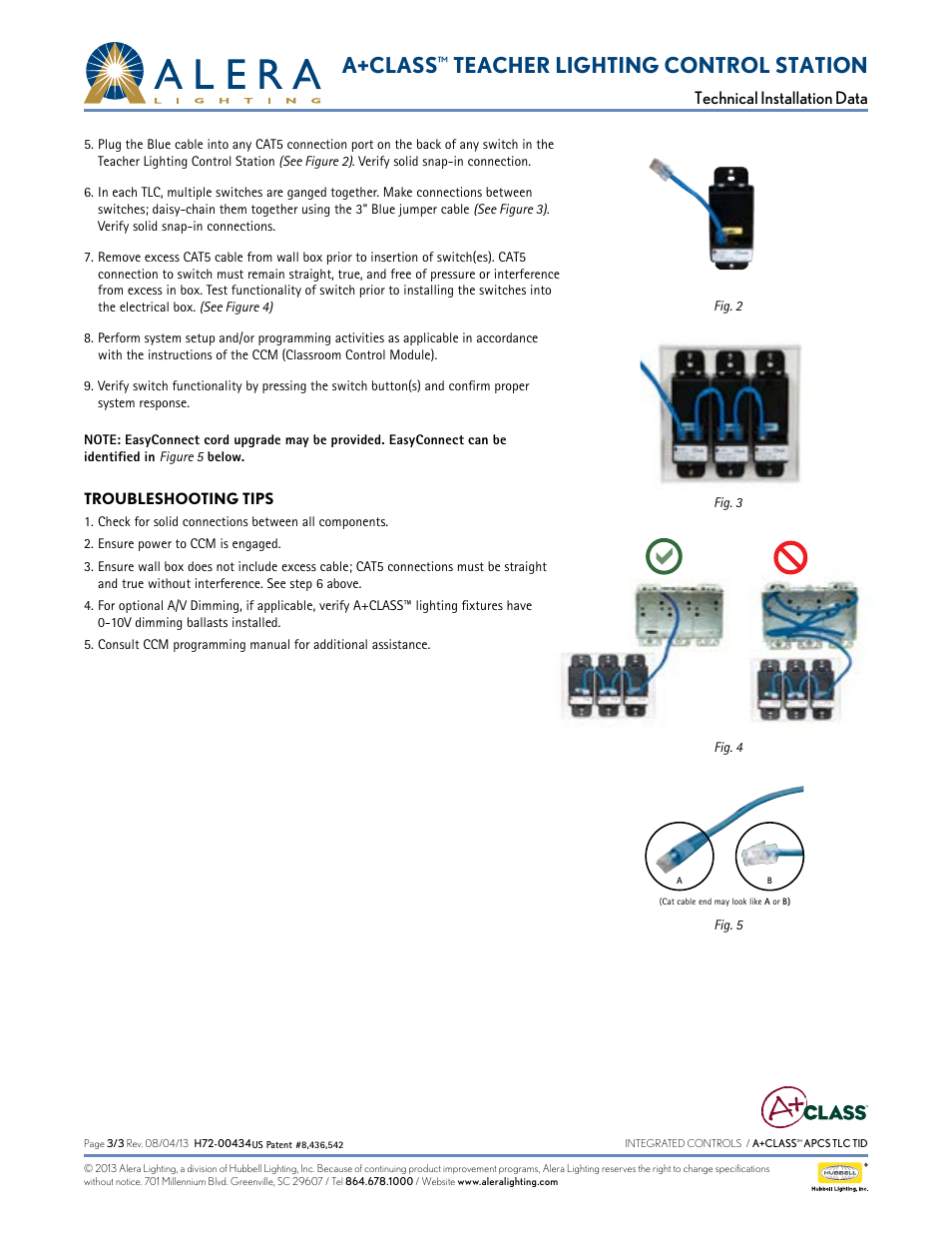 A+class, Teacher lighting control station | Alera Lighting APCS TLC User Manual | Page 3 / 3